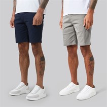 Closure London Mens Two Pack Chino Shorts Navy/Light Grey