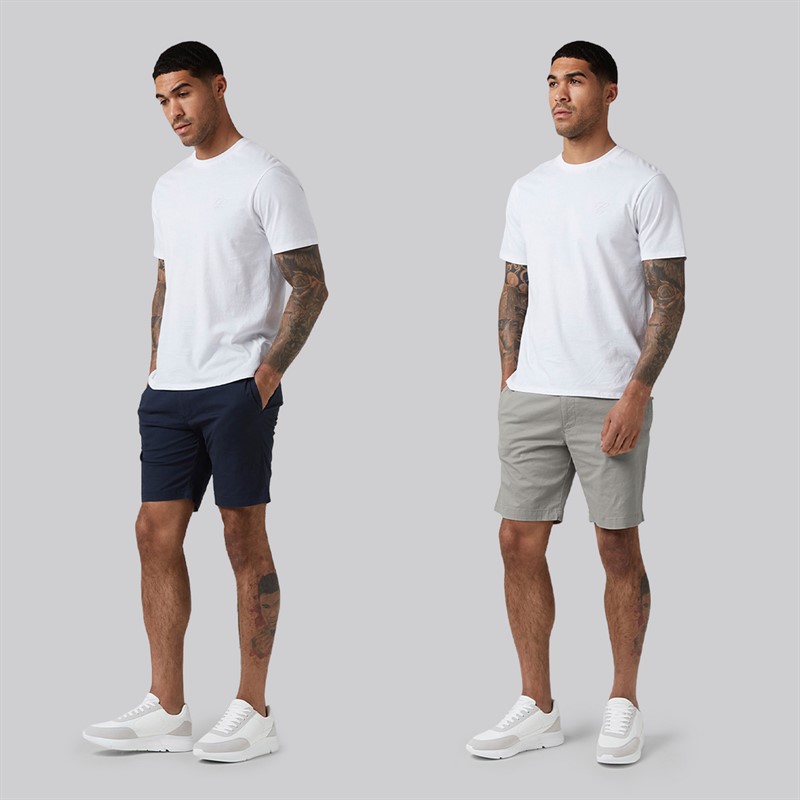 Closure London Mens Two Pack Chino Shorts Navy/Light Grey