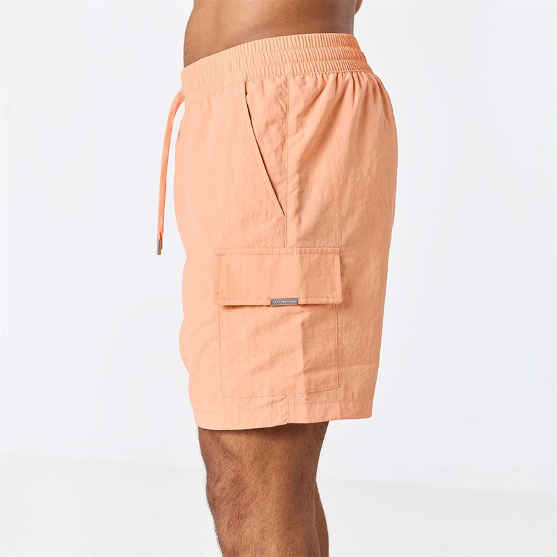 Closure London Mens Cargo Swim Shorts Peach 236