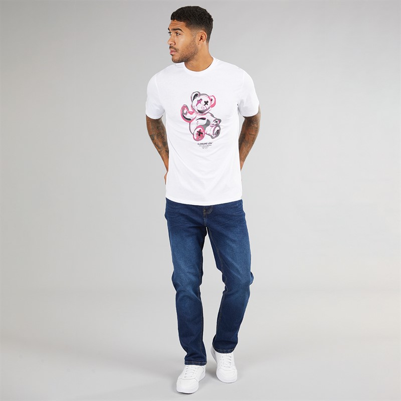 Closure London Mens Pop Art Teddy T-Shirt White