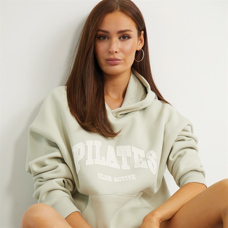 Closure London Womens Closure Pilates Hoodie And Shorts Set Pistachio/Cream