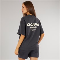 Closure London Womens Closure Bubble T-Shirt And Shorts Set Dark Grey/Cream