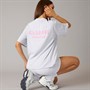 Closure London Womens Closure Bubble T-Shirt And Shorts Set Light Grey Marl/Pink