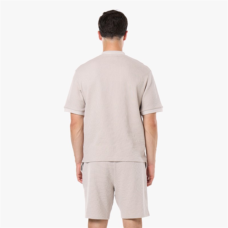 Closure London Mens Waffle Polo Shirt And Shorts Set Stone