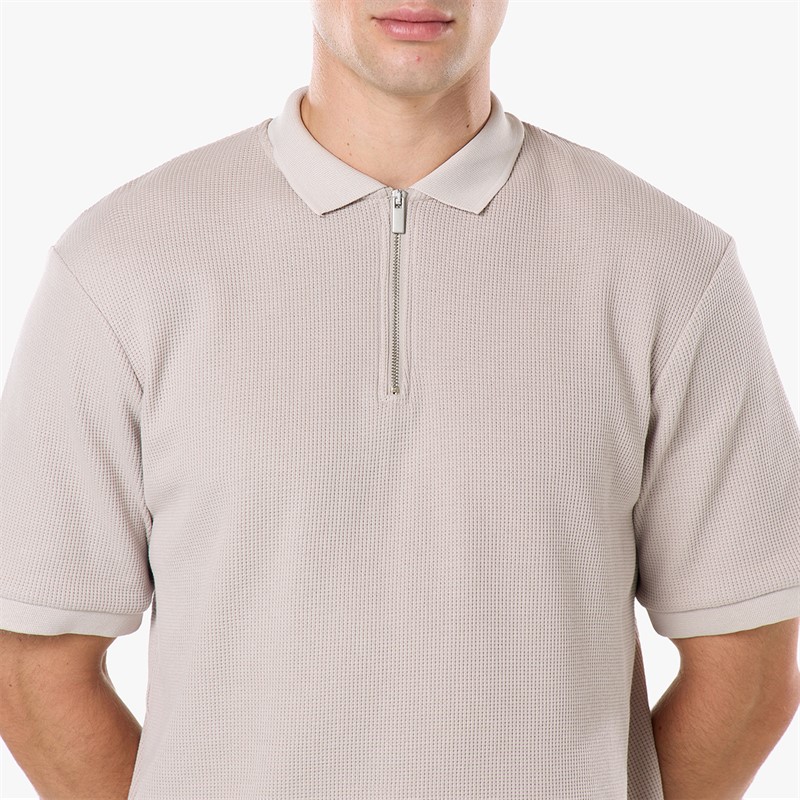 Closure London Mens Waffle Polo Shirt And Shorts Set Stone