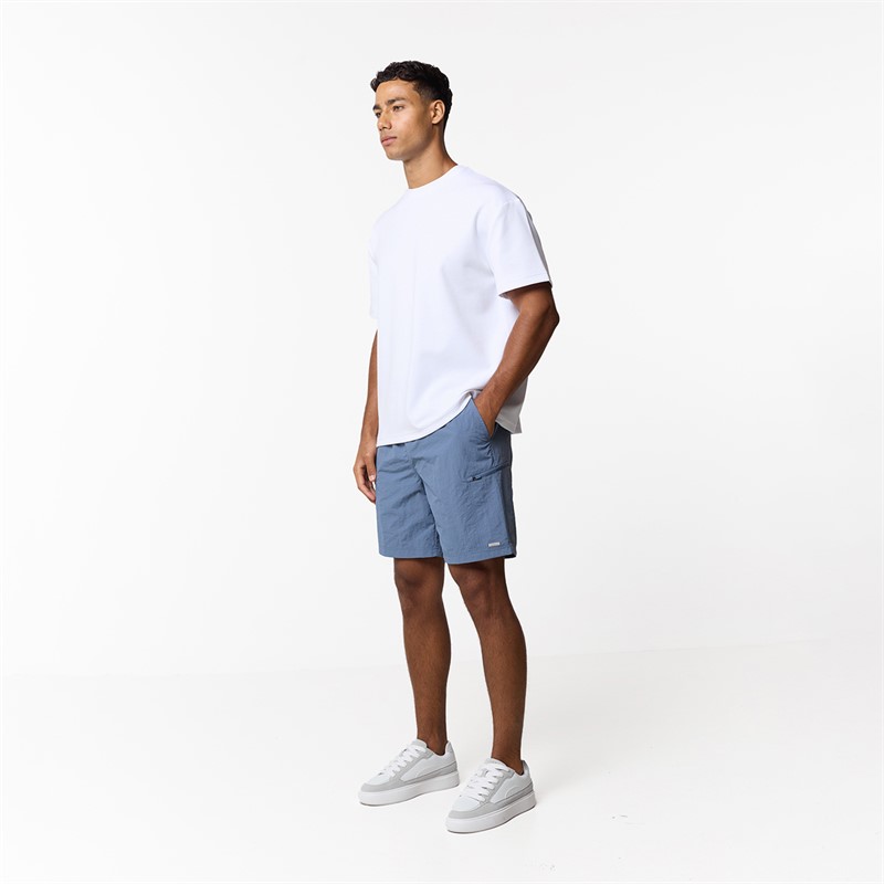 Closure London Mens Zip Tech Pocket Shorts Steel Blue