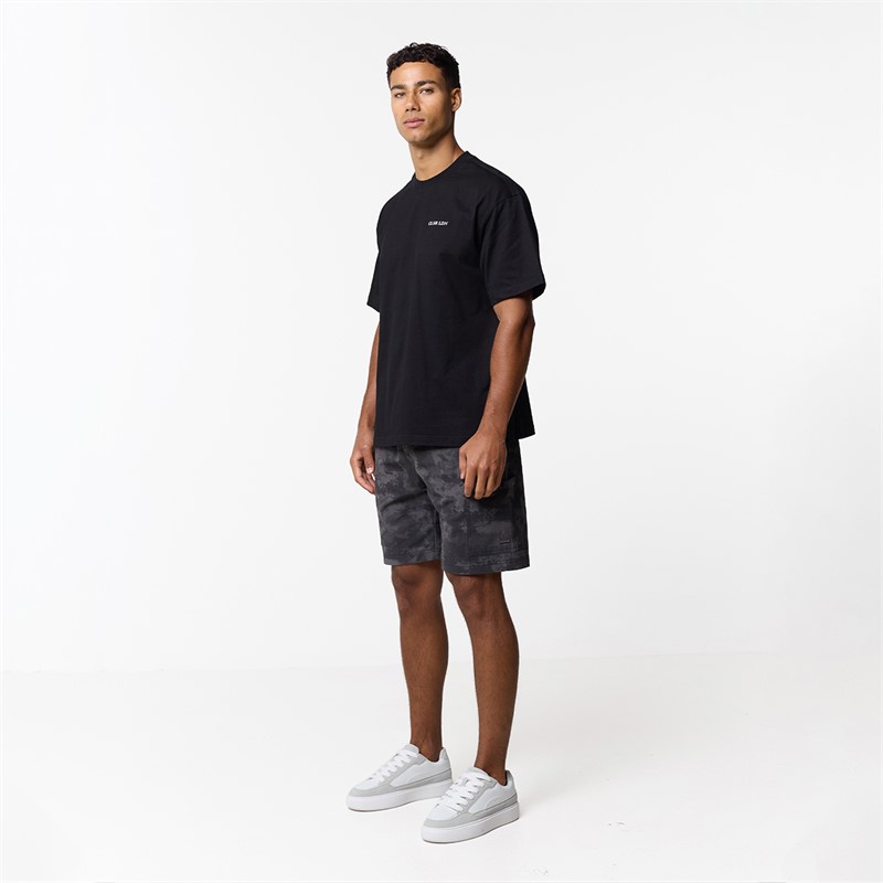 Closure London Mens Ripstop Camo Utility Cargo Shorts Black Camo