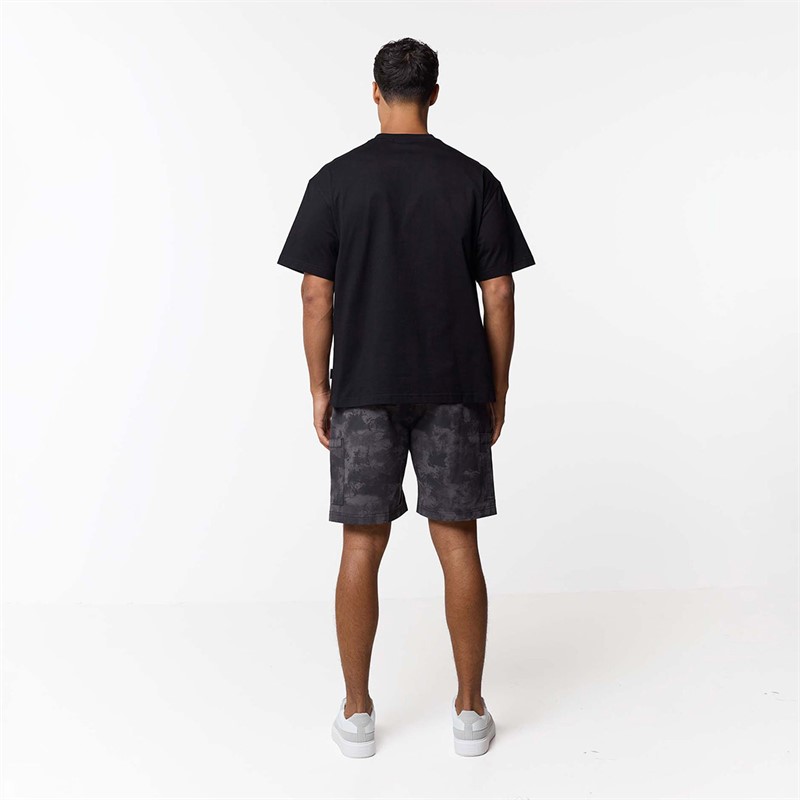 Closure London Mens Ripstop Camo Utility Cargo Shorts Black Camo