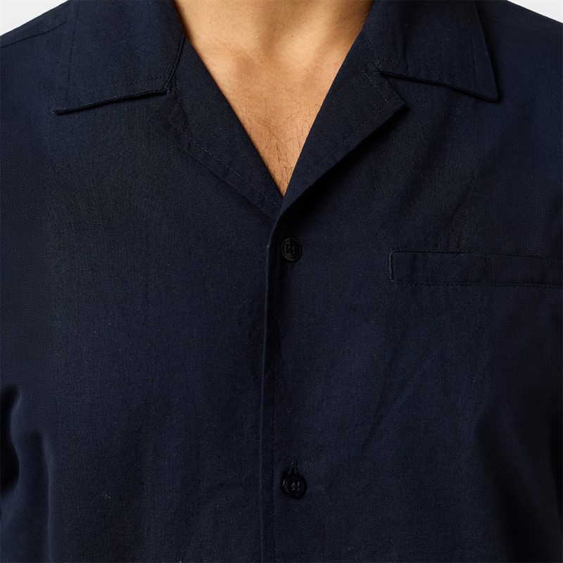 Closure London Mens Linen Shirt Navy