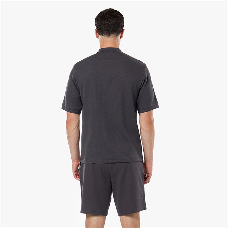 Closure London Mens Waffle Polo Shirt And Shorts Set Charcoal