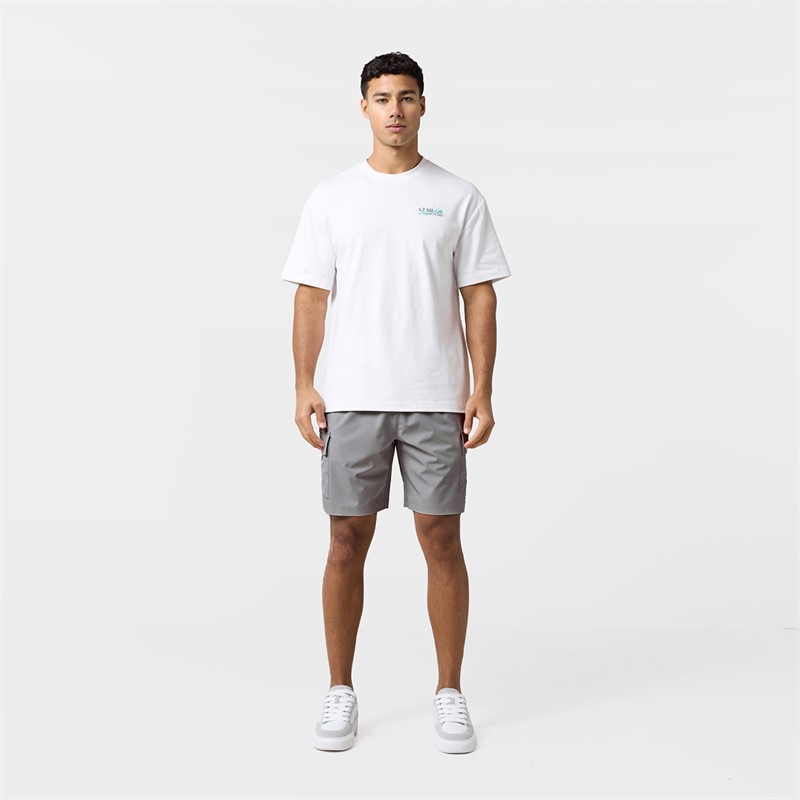 Closure London Mens Studio T-Shirt And Pocket Shorts Set White/Grey