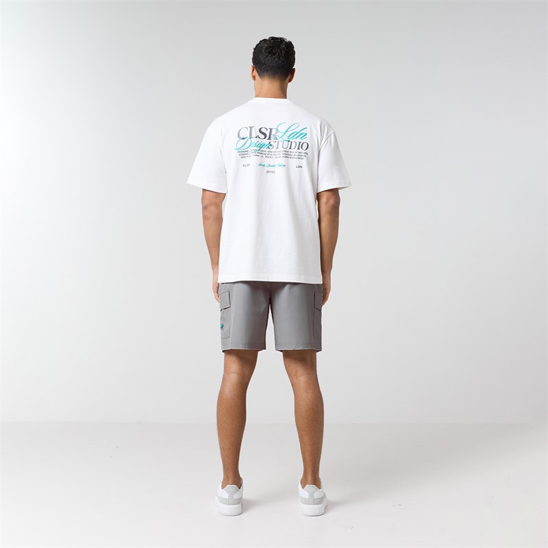 Closure London Mens Studio T-Shirt And Pocket Shorts Set White/Grey