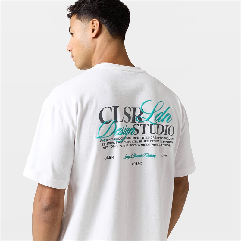 Closure London Mens Studio T-Shirt And Pocket Shorts Set White/Grey