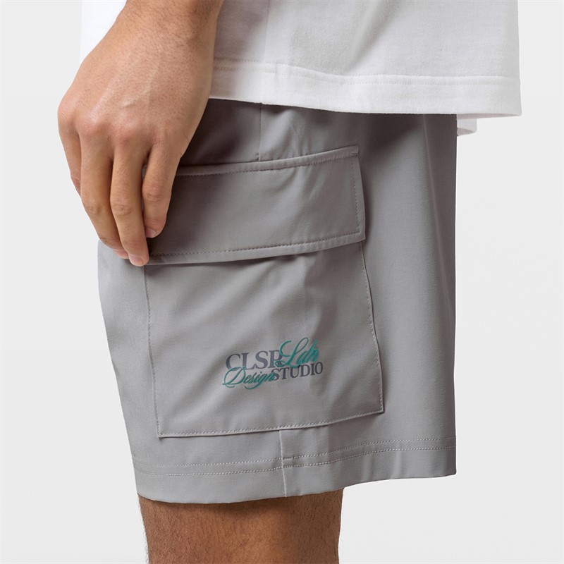 Closure London Mens Studio T-Shirt And Pocket Shorts Set White/Grey