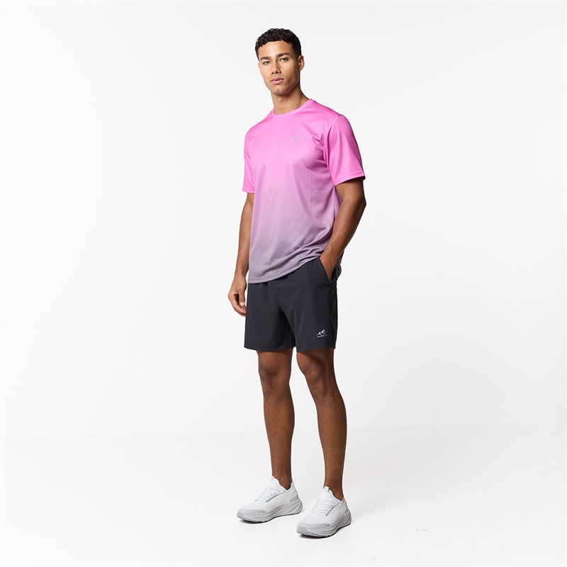 Closure London Mens Ombre Poly T-Shirt Pink/Charcoal