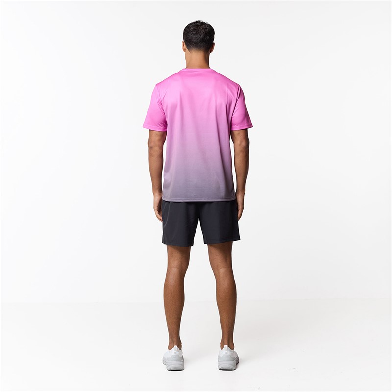 Closure London Mens Ombre Poly T-Shirt Pink/Charcoal