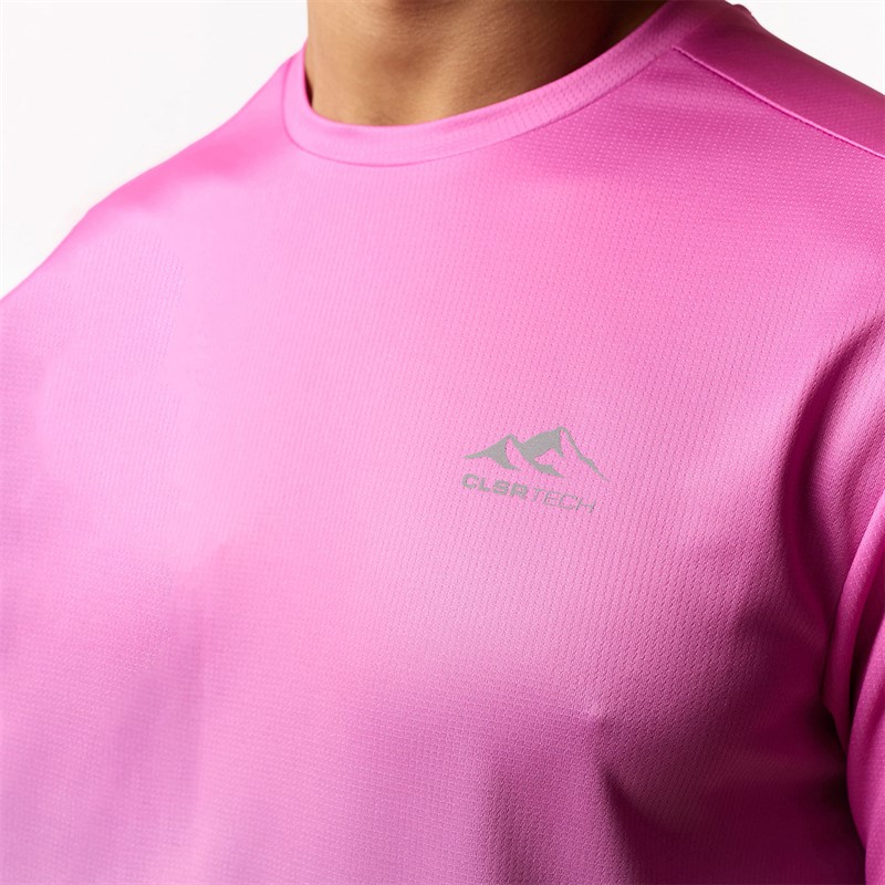 Closure London Mens Ombre Poly T-Shirt Pink/Charcoal