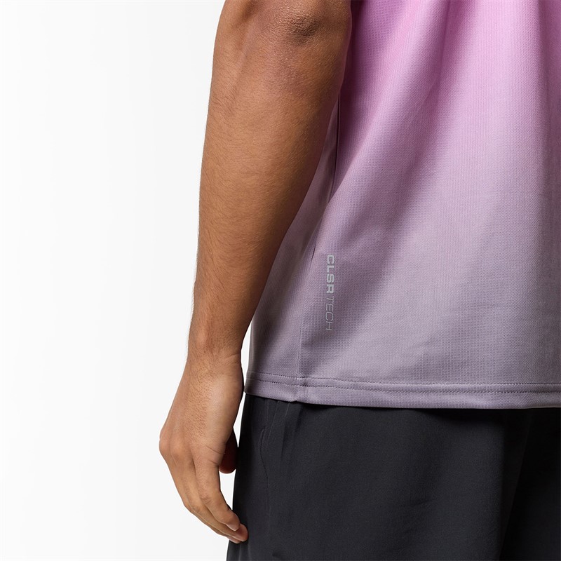 Closure London Mens Ombre Poly T-Shirt Pink/Charcoal