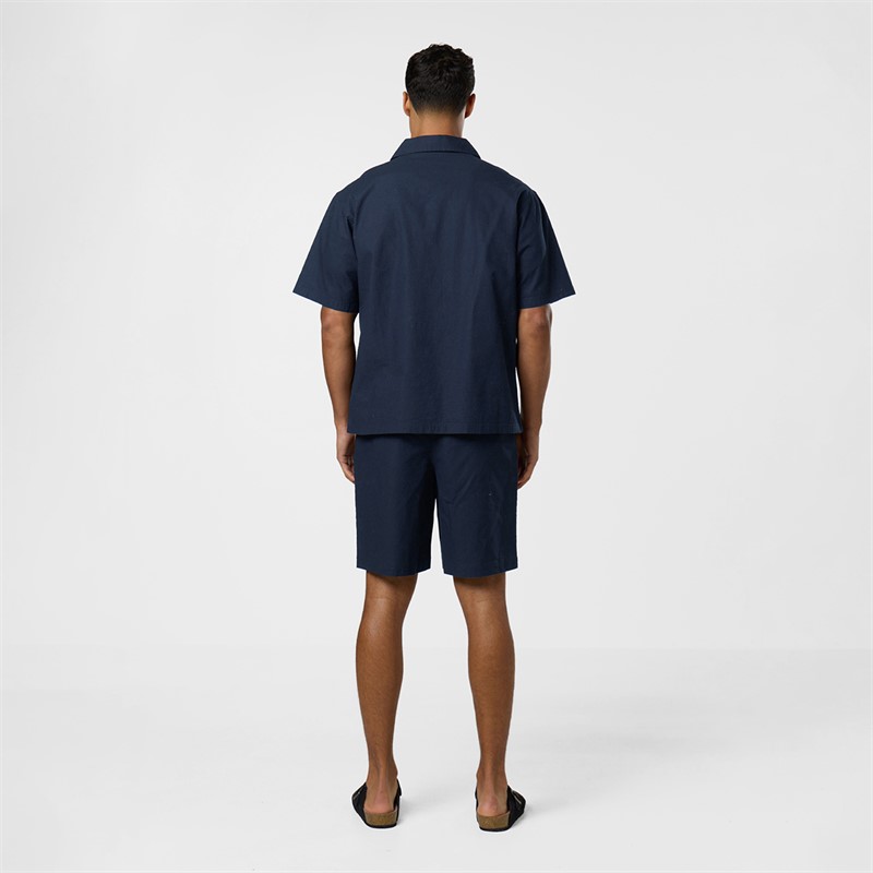 Closure London Mens Linen Shirt And Shorts Set Navy