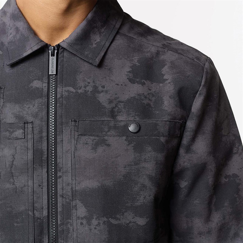 Closure London Mens Ripstop Camo Utility Over-Shirt Black Camo