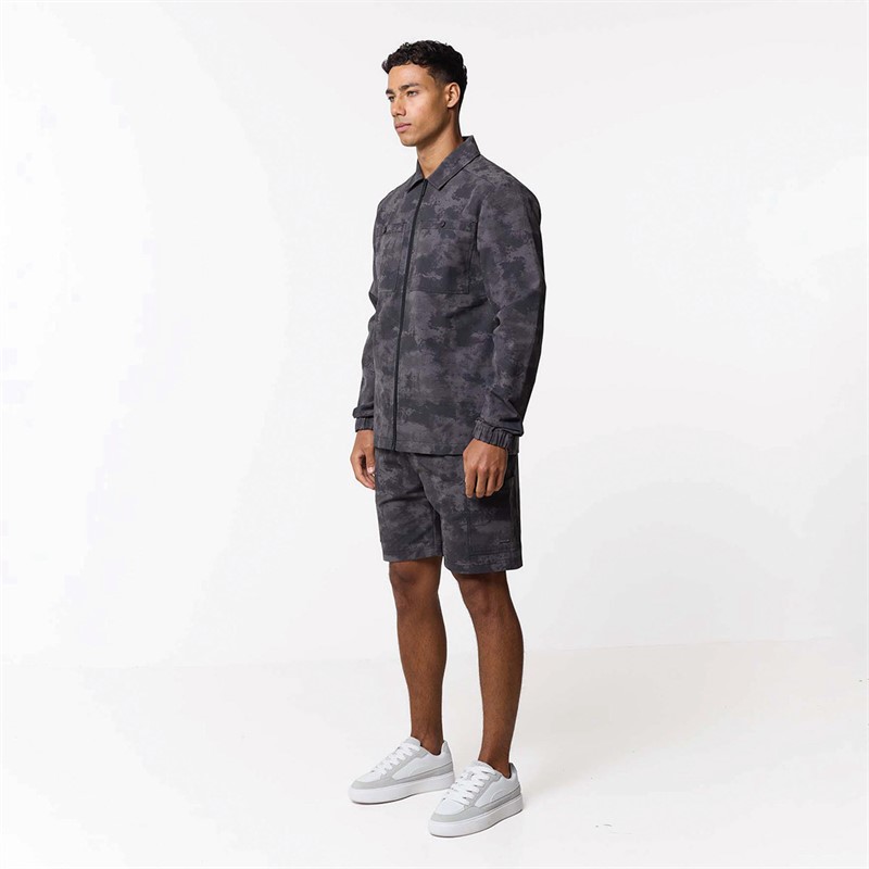 Closure London Mens Ripstop Camo Utility Over-Shirt Black Camo