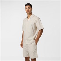 Closure London Mens Linen Shirt And Shorts Set Stone