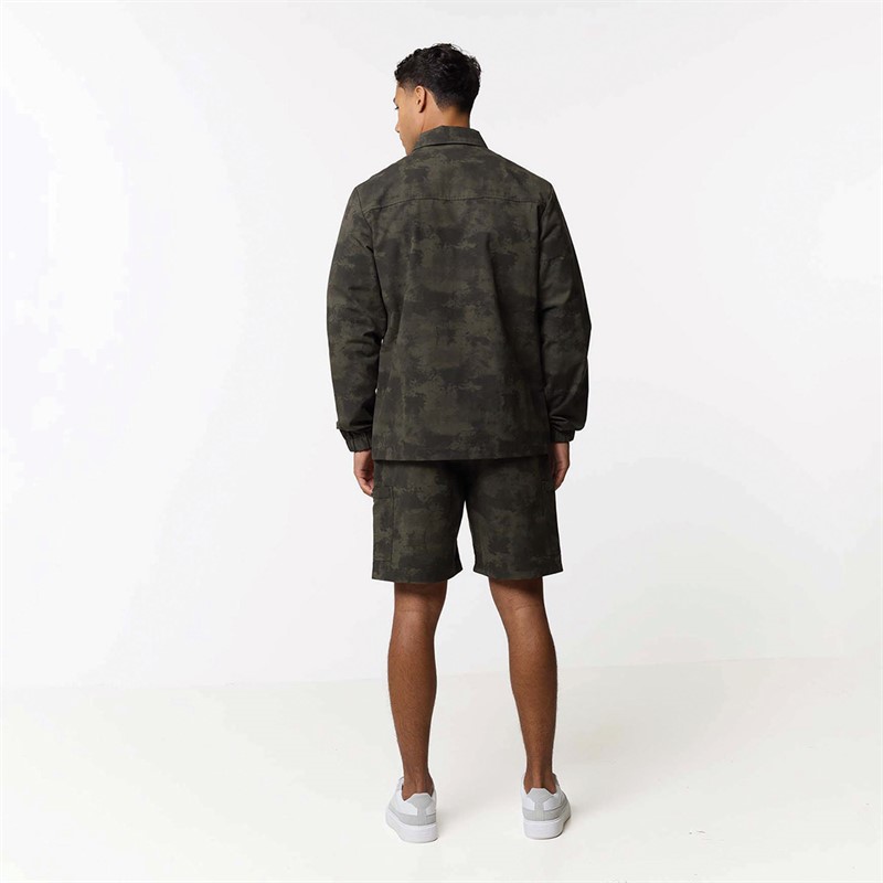 Closure London Mens Ripstop Camo Utility Over-Shirt Khaki Camo