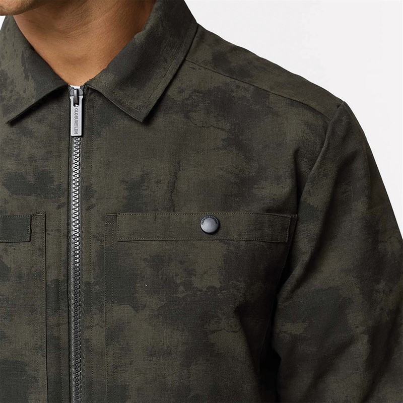 Closure London Mens Ripstop Camo Utility Over-Shirt Khaki Camo