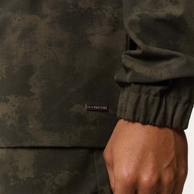 Closure London Mens Ripstop Camo Utility Over-Shirt Khaki Camo
