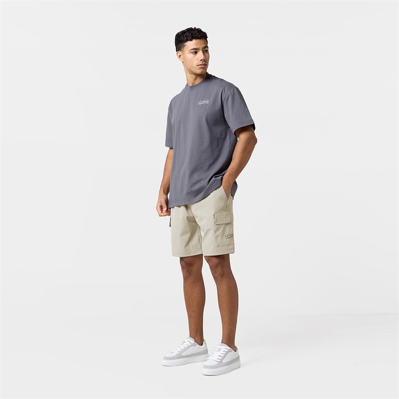 Closure London Mens Studio T-Shirt And Pocket Shorts Set Charcoal/Stone