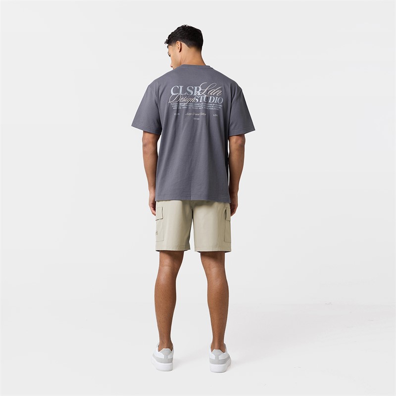 Closure London Mens Studio T-Shirt And Pocket Shorts Set Charcoal/Stone