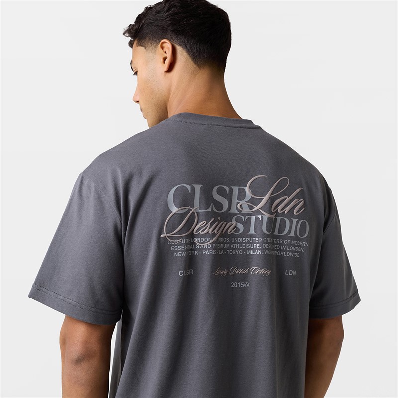Closure London Mens Studio T-Shirt And Pocket Shorts Set Charcoal/Stone