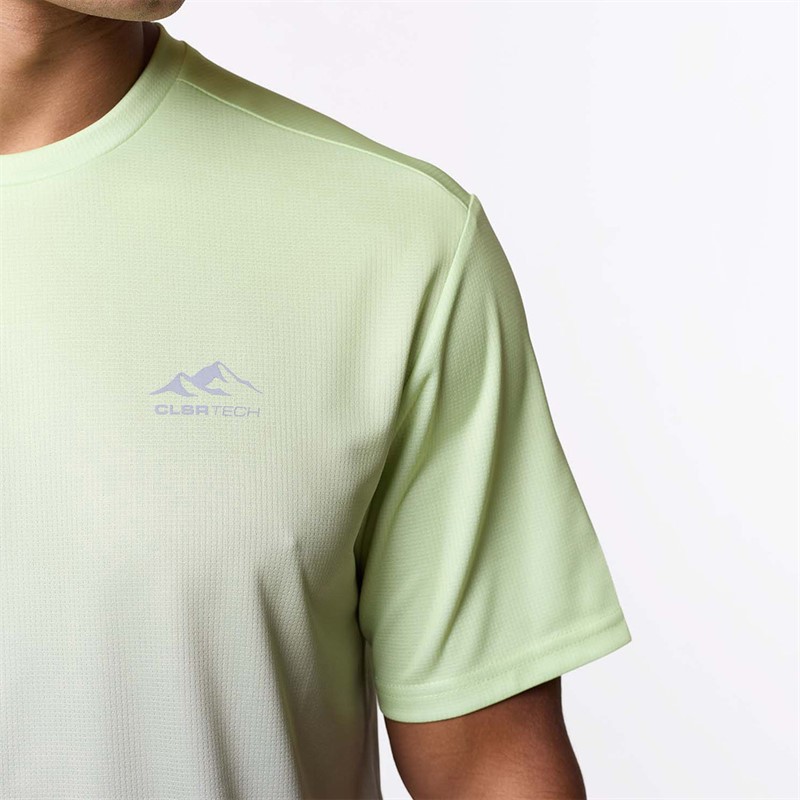 Closure London Mens Ombre Poly T-Shirt Lime/Charcoal