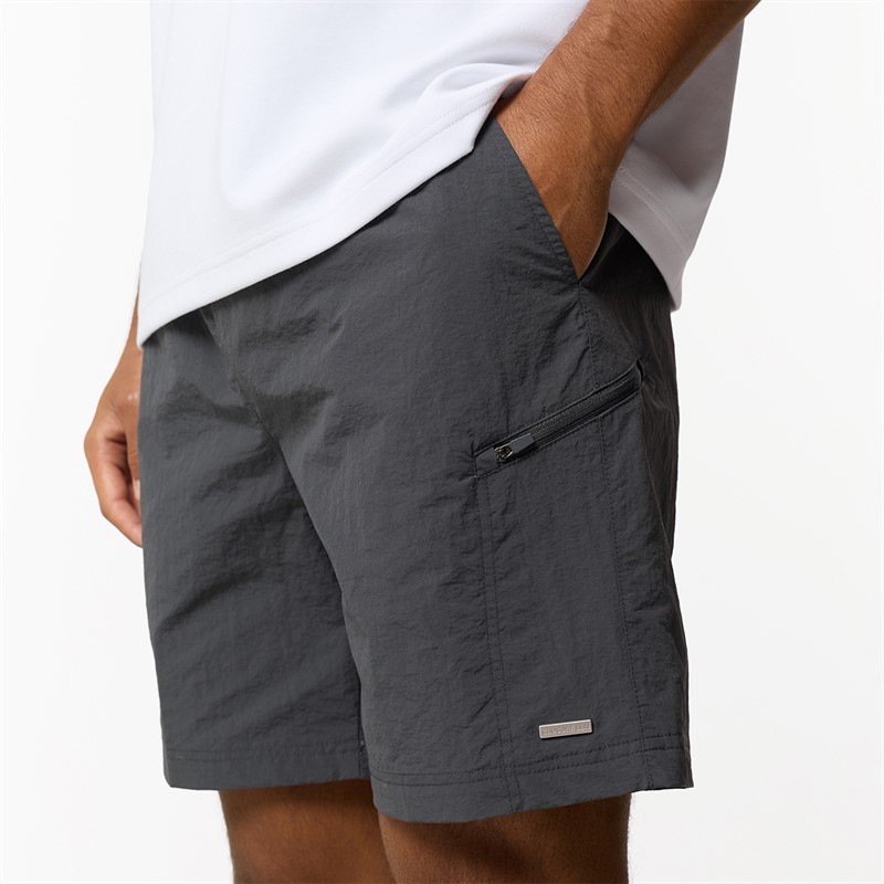 Closure London Mens Zip Tech Pocket Shorts Charcoal