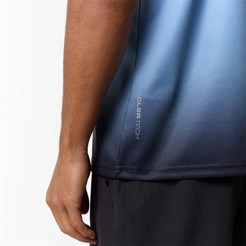 Closure London Mens Ombre Poly T-Shirt /Charcoal Blue