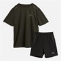 Closure London Boys Training Poly T-Shirt And Shorts Co-Ord Set Khaki/Black