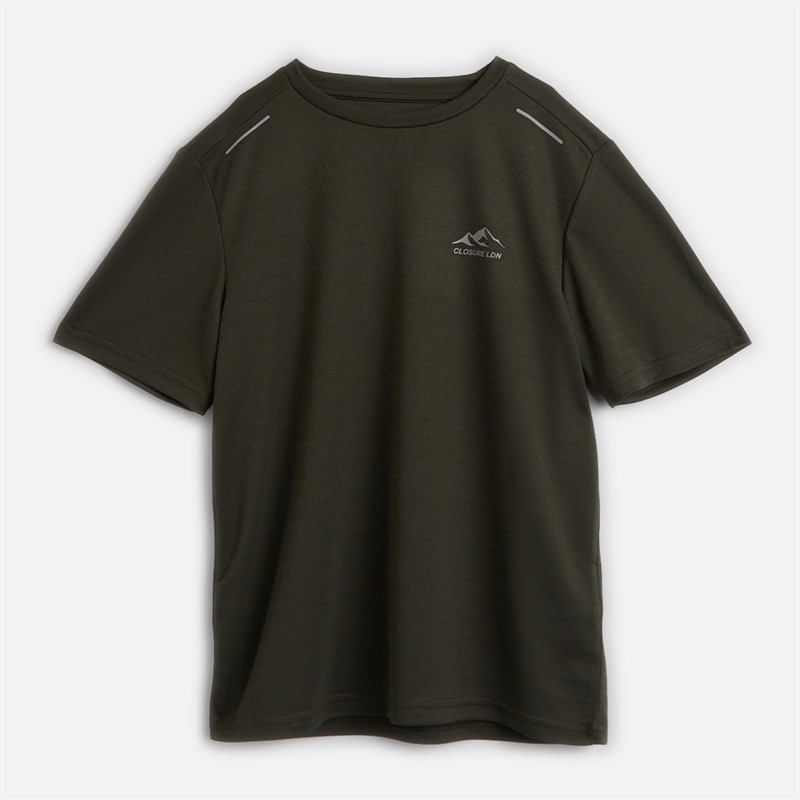 Closure London Boys Training Poly T-Shirt And Shorts Co-Ord Set Khaki/Black