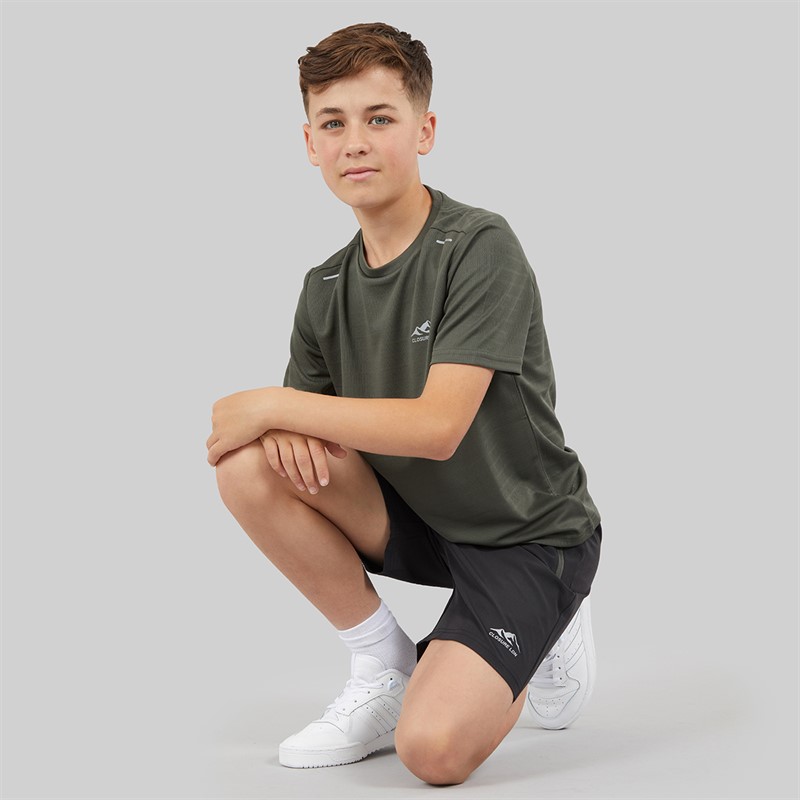 Closure London Boys Training Poly T-Shirt And Shorts Co-Ord Set Khaki/Black