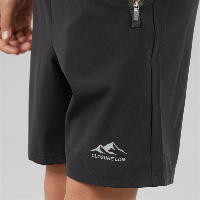 Closure London Boys Training Poly T-Shirt And Shorts Co-Ord Set Khaki/Black