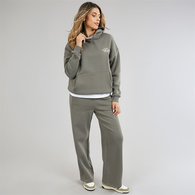 Closure London Womens Athletic Dept Open Hem Tracksuit Dark Olive