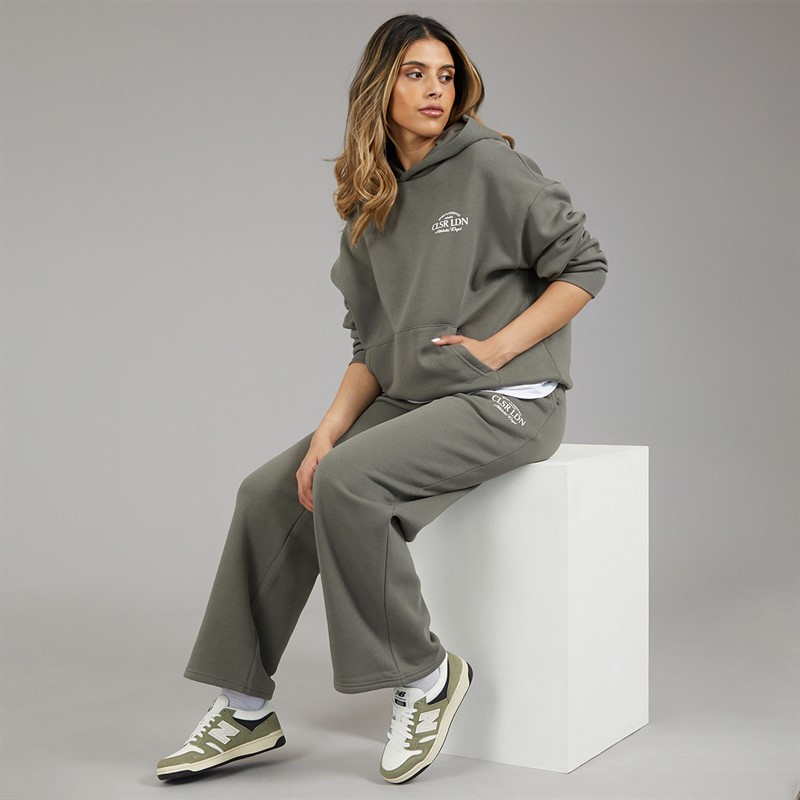 Closure London Womens Athletic Dept Open Hem Tracksuit Dark Olive