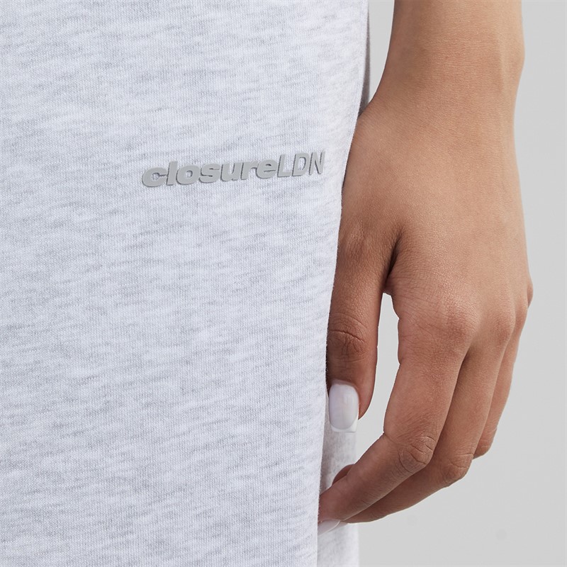 Closure London Womens Core Open Hem Joggers Light Grey Marl