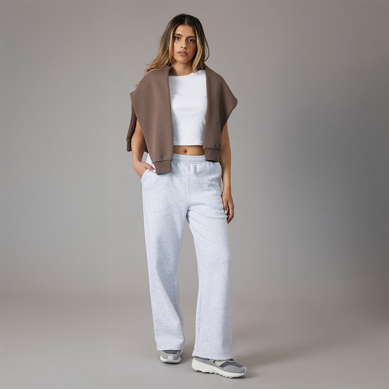 Closure London Womens Core Open Hem Joggers Light Grey Marl