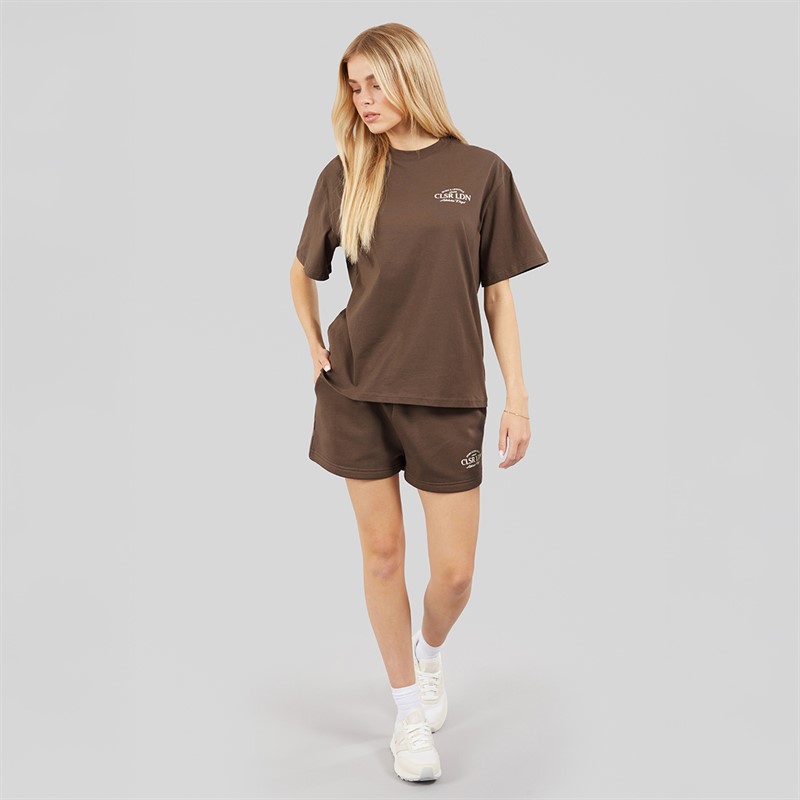 Closure London Womens Athletic Dept T-Shirt And Shorts Co-Ord Set Mocha