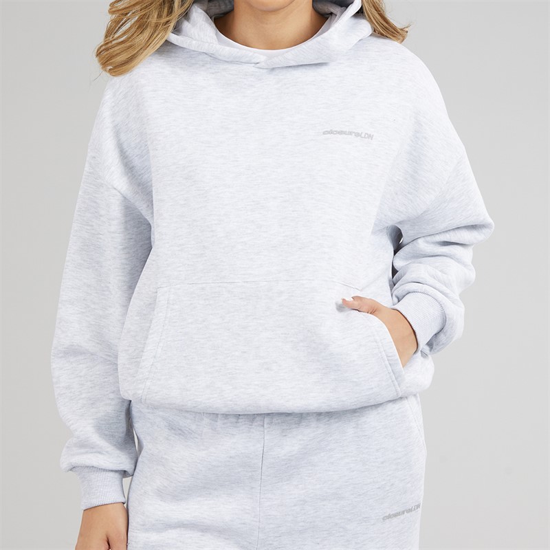 Closure London Womens Core Open Hem Tracksuit Marl/Hot Pink Light Grey
