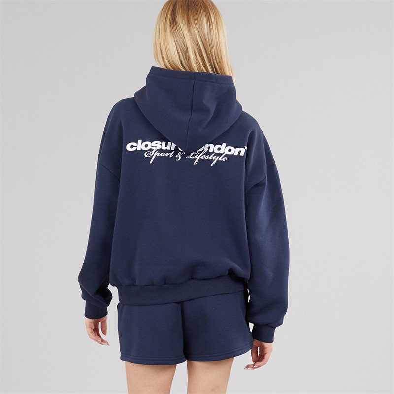 Closure London Womens Hoodie And Shorts Co-Ord Set Navy