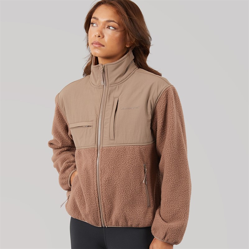 Closure London Womens Borg Tech Jacket Mocha