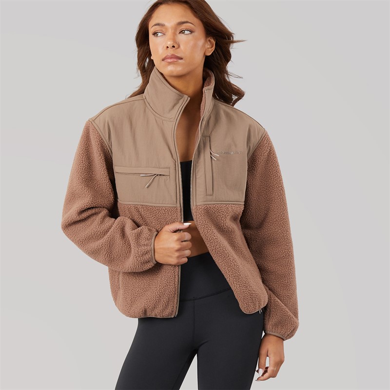 Closure London Womens Borg Tech Jacket Mocha