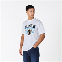 Closure London Mens Closure Spray Paint Teddy T-Shirt White