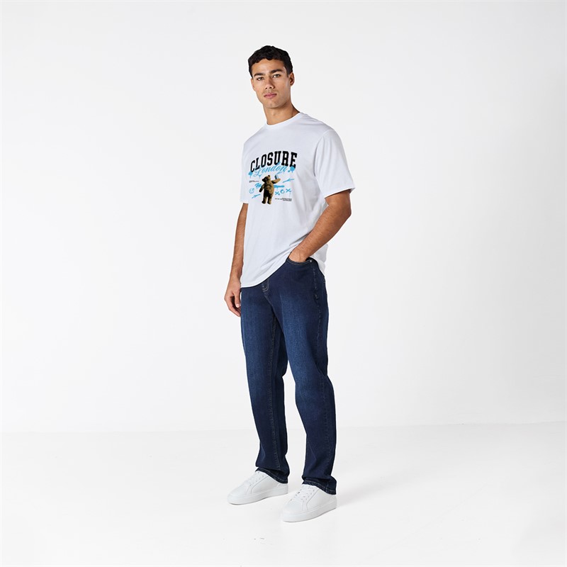 Closure London Mens Closure Spray Paint Teddy T-Shirt White